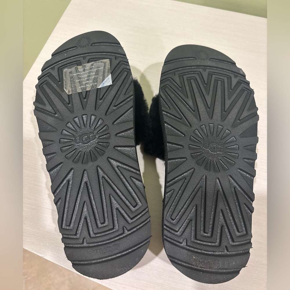 UGG Black Faux-Fur Sandals - Picture 3 of 3